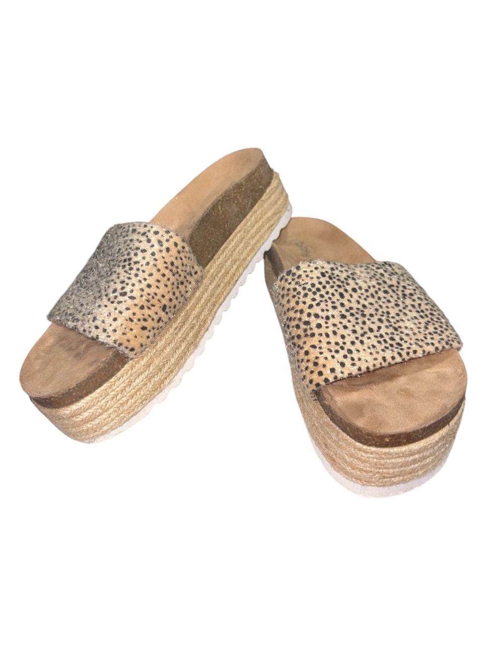 Dirty Laundry Pippa Platform Espadrille Sandals In Fuzzy Cheetah Print Size 8 - Picture 2 of 11